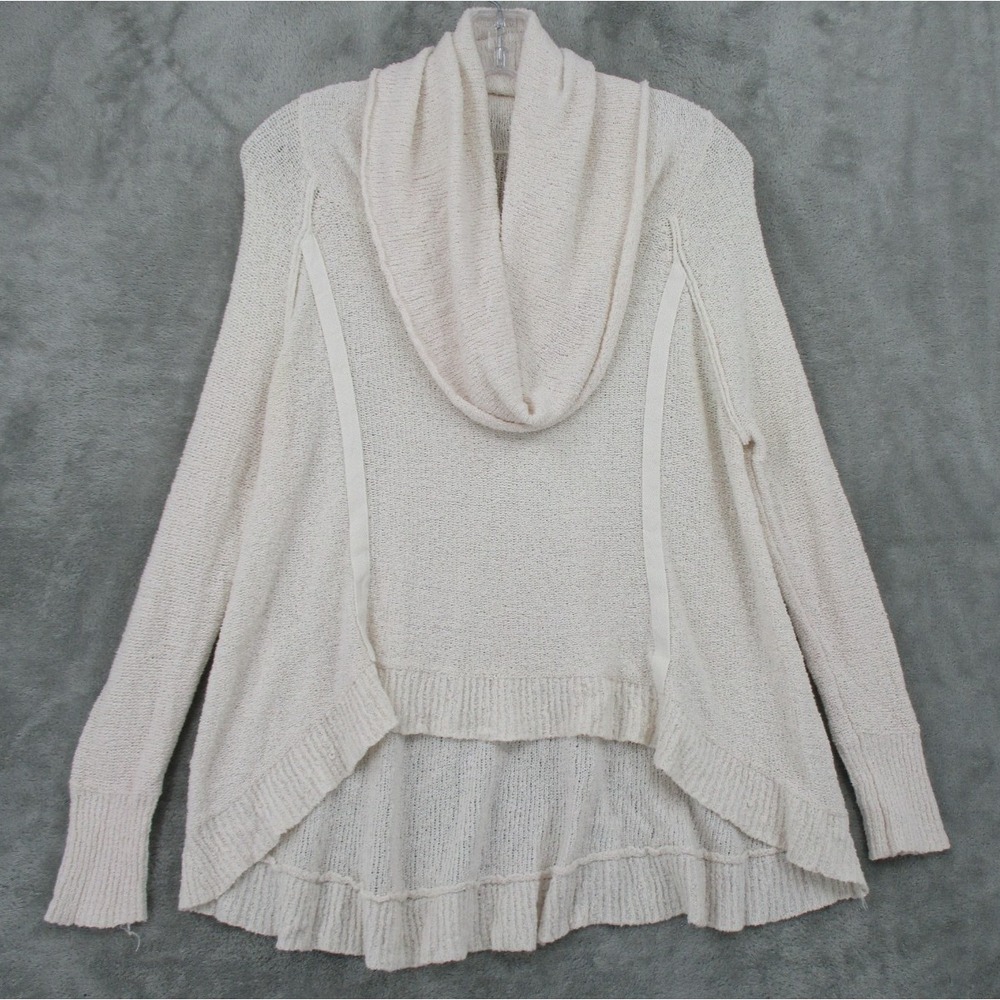 Free‎ People Sweater XS Cowl Neck Lightweight Bohemian Relaxed Casual Knit Blush